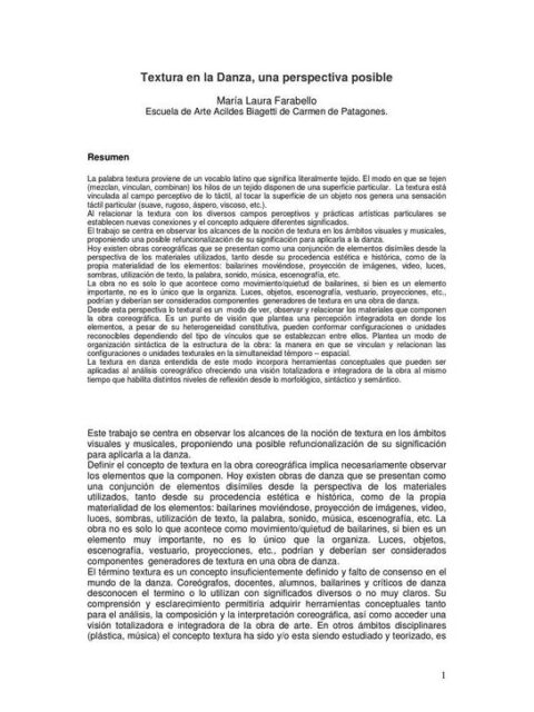 Textura en la danza, una perspectiva posible