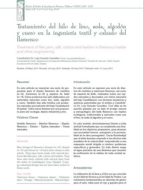 Tratamiento del hilo de lino, seda, algodón y cuero