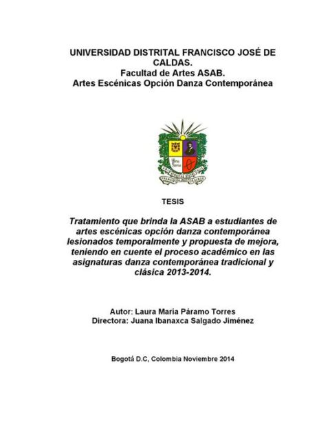 Tratamiento que brinda la ASAB a estudiantes de Artes Escénicas opción Danza Contemporánea lesionados temporalmente