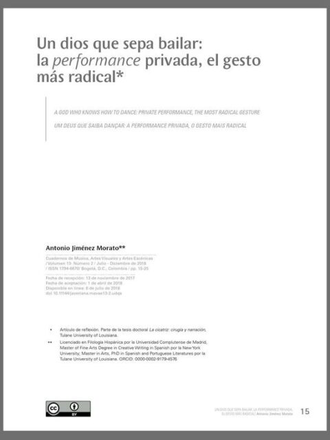 Un dios que sepa bailar: la performance privada, el gesto más radical