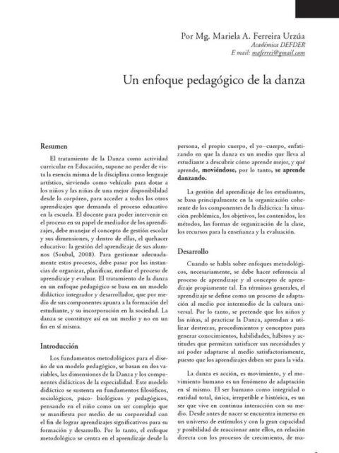 Un enfoque pedagógico de la danza