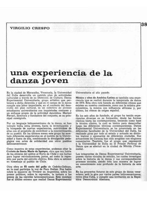 Una experiencia de la danza joven