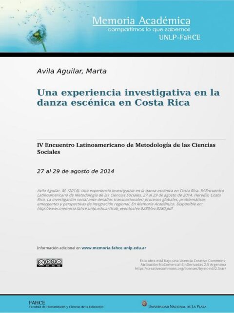 Una experiencia investigativa en la danza escénica en Costa Rica