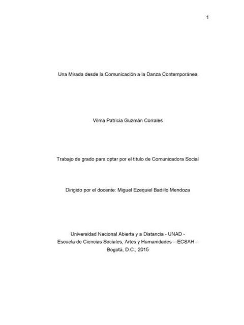 Una Mirada desde la comunicación a la danza contemporánea