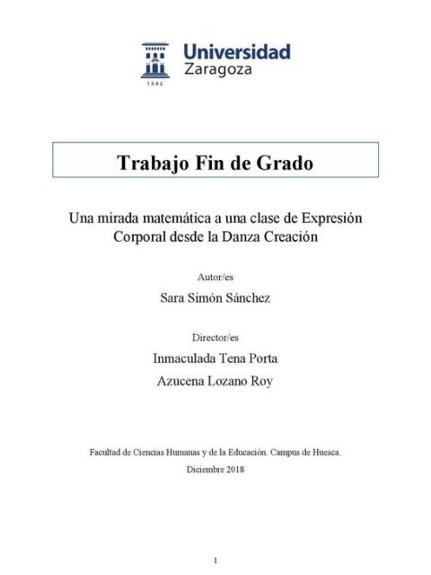 Una mirada matemática a una clase de Expresión Corporal desde la Danza Creación