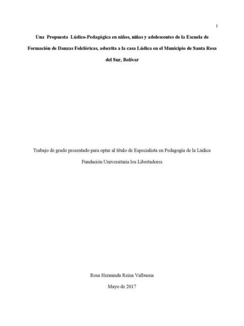 Una propuesta lúdico-pedagógica en niños, niñas y adolescentes de la escuela de formación de danzas folclóricas