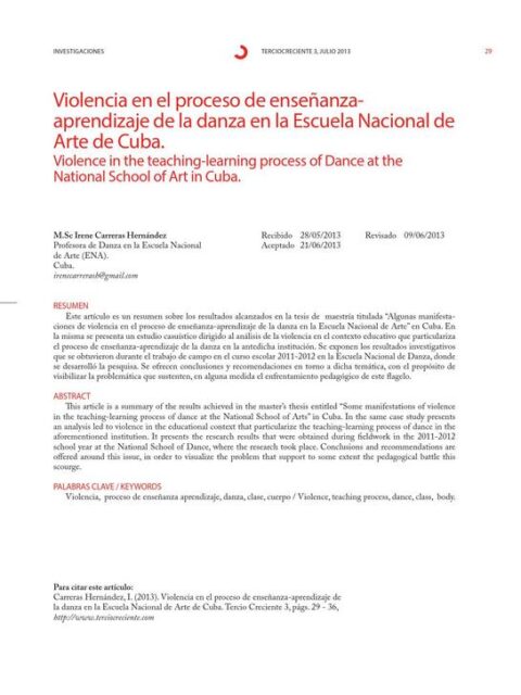 Violencia en el Proceso de Enseñanza-Aprendizaje de la Danza