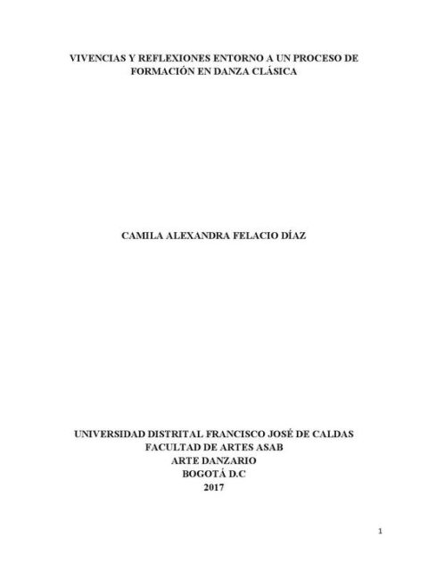 Vivencias y reflexiones entorno a un proceso de formación en danza clásica