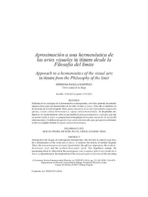 El arte de existir comprendiendo. Un análisis a través de la «Filosofía del límite», las artes «in itinere» y la danza