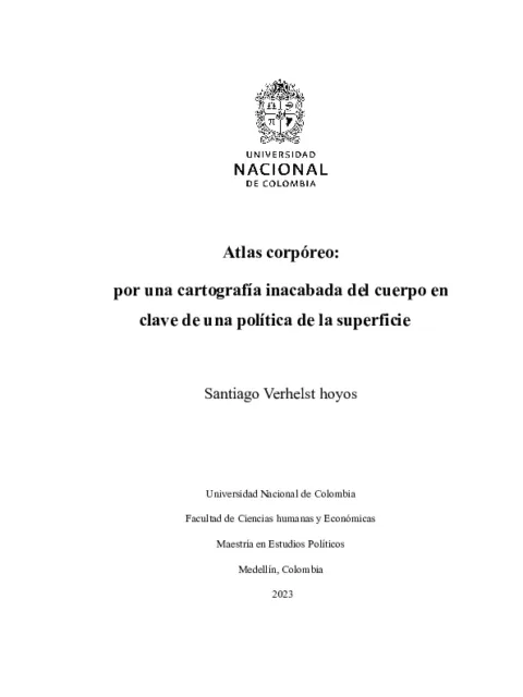 Atlas corpóreo : por una cartografía inacabada del cuerpo en clave de una política de la superficie