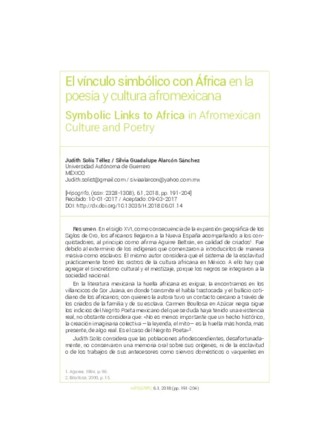El vínculo simbólico con África en la poesía y cultura afromexicana