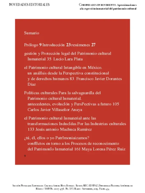 GESTIÓN Y PROTECCIÓN DEL PATRIMONIO INMATERIAL: UNA PARADOJA por Graciela A. Mota Botello