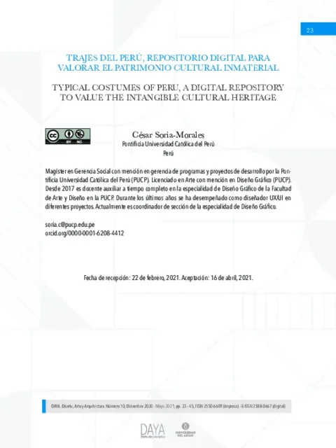 TRAJES DEL PERÚ, REPOSITORIO DIGITAL PARA VALORAR EL PATRIMONIO CULTURAL INMATERIAL