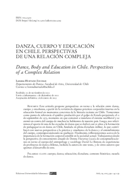 Danza, cuerpo y educación en Chile : perspectivas de una relación compleja