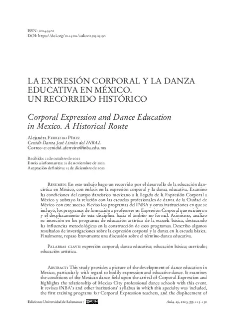 La expresión corporal y la danza educativa en México : un recorrido histórico