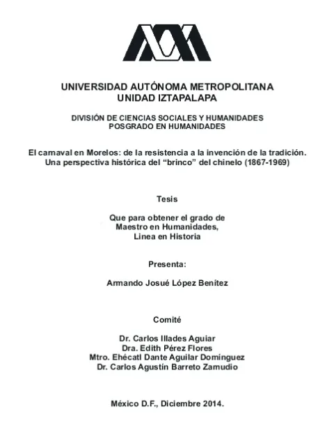 El carnaval en Morelos: de la resistencia a la invención de la tradición, una perspectiva histórica del «brinco» del chinelo (1867-1969)
