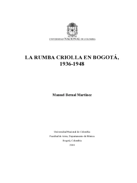 La rumba criolla en Bogotá, 1936-1948
